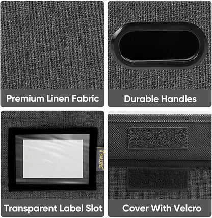 BALEINE File Organizer Box with Lid, Collapsible File Folder Organizer with Plastic Slide, Hanging File Folder Box for Office Document Storage (2 Pack, Black)