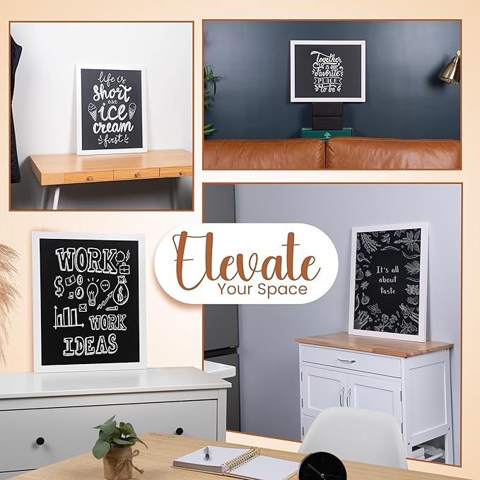 Loddie Doddie Magnetic Chalk Board - 18" x 22", White Frame, Wall Mount - Stain-Resistant Easy-Erase Surface - Magnetic Board Display For Photos & Notes - Kids Chalkboard for Creative Fun with Magnets