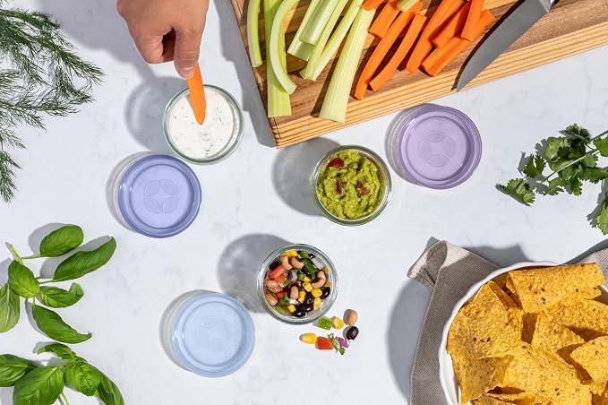 Ello Color Lock Glass Meal Prep Sets Leak-Proof Glass Food Storage Containers with Airtight BPA-Free Plastic Lids, Dishwasher, Microwave, and Freezer Safe