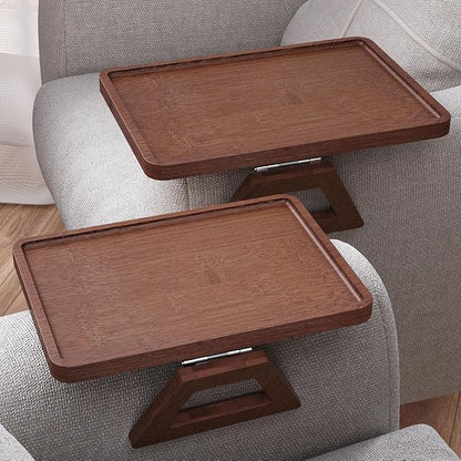 2 Pack Couch Arm Tray,Bamboo Folding Sofa Tray,Sofa Armrest Tray Clip-On Couch Desk for Drinks,Snacks,Phone,Remote Control（Brown）