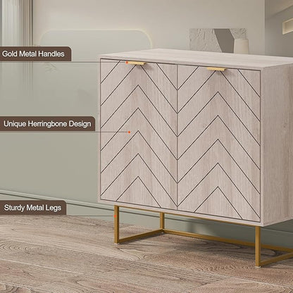 Scurrty 31.5'' Sideboard Buffet Cabinet with Storage,Sideboard Buffet Set of 2, Natural Storage Cabinet with Doors and Adjustable Shelf, Ancient Style for Living Room, Kitchen, Log Color