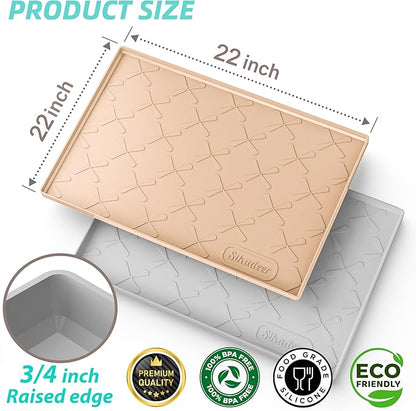 SIKADEER 22" x 22" Under Sink Mat Waterproof, Silicone Mat Kitchen Drawer Shelf and Cabinet Liner, Sink Protector for Kitchen Organizers and Storage, Boot Tray Pet Food Mats