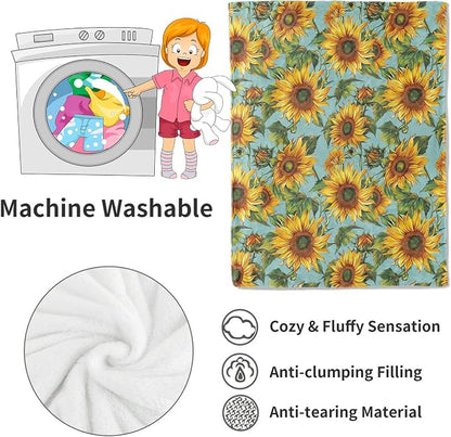 Sunflower Blanket,Vintage Yellow Floral Aesthetic Throw Blankets,Gifts for Women & Flower Lovers,Lightweight Soft Fleece,for Picnic Sofa Couch Bed Room Travel,Birthday Decor,60x80in