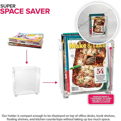 Stock Your Home Acrylic Magazine Holder (3 Pack), Crystal Clear Shatterproof Organizer with Open Top – Space-Saving Display for Office, Reception, Desk, and Waiting Room