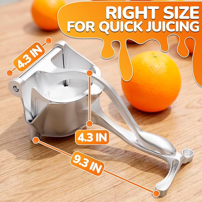 Manual Juicer Hand Press with Ergonomic Heavy Duty Handle – Pour Spout for Mess-Free Pouring, Aluminum Alloy Hand Juicer Squeezer | 0.6 L Bowl – Juice Press for Orange, Lime & 4th of July Lemonade