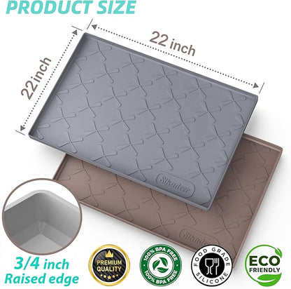SIKADEER 22" x 22" Under Sink Mat Waterproof, Silicone Mat Kitchen Drawer Shelf and Cabinet Liner, Sink Protector for Kitchen Organizers and Storage, Boot Tray Pet Food Mats