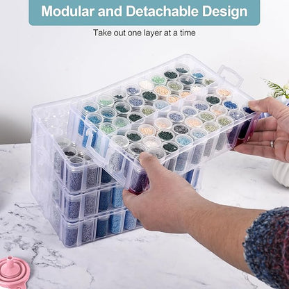 MERATIA Diamond Painting Storage Container, 4-Tier Bead Organizer Box with 200 Slots, Stackable Crafts Organizers for DIY Diamond Art Accessories Craft Jewelry Bead Storage