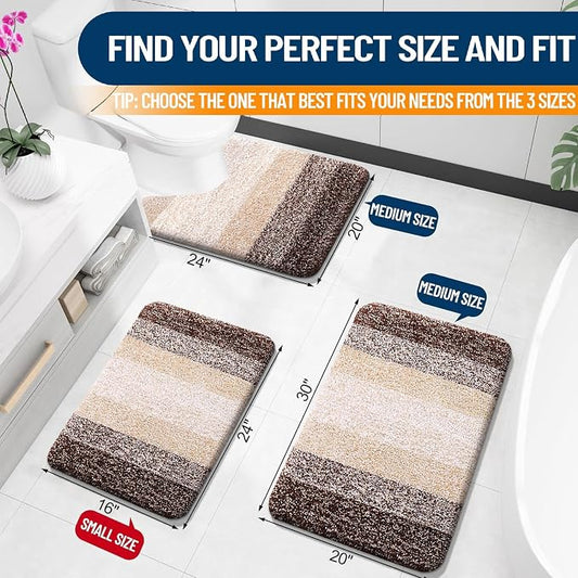 OLANLY Small Bathroom Rugs Mat 24x16, Extra Soft Absorbent Microfiber Bath Rugs, Rubber Backing, Quick Dry, Machine Washable Bath Mats for Bathroom Floor, Tub and Shower, Home Decor Accessories, Brown