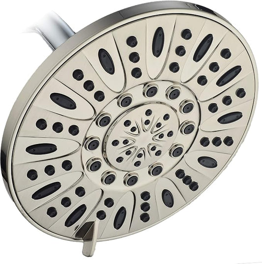 AquaDance BRUSHED NICKEL High Pressure 6-Setting 7" Rain Shower Head – Angle Adjustable, Anti-Clog Showerhead Jets, Tool-Free Installation - USA Standard Certified - Top U.S. Brand