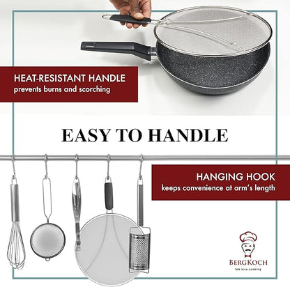 BergKoch Splatter Screen for Frying Pan - 15 Inch Stainless Steel Grease Splatter Guard - Cover Oil Splash when Sizzling Bacon, Cooking Fried Chicken or Popcorn