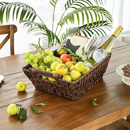GRANNY SAYS 2-Pack Wicker Storage Baskets, Large Baskets with Handles, Wicker Baskets for Shelves, Waterproof Woven Basket for Organizing, Brown