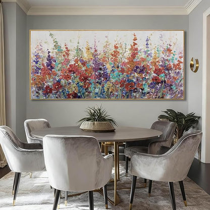 XIANSHOU Colorful Oversized Wall Art Flower Wall Decor Modern Canvas Posters 32"x70" Home Decorations for Living Room Kitchen Pictures