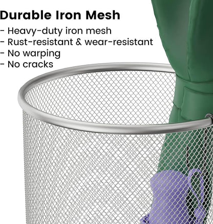 19.5" H Mesh Umbrella Stand - Ventilated Mesh Umbrella Holder for Entryway - Extra Capacity Storage for Umbrellas Canes & More - Freestanding Indoor Organizer 10.4" L x 10.4" W x 19.5" H - 3P Silver