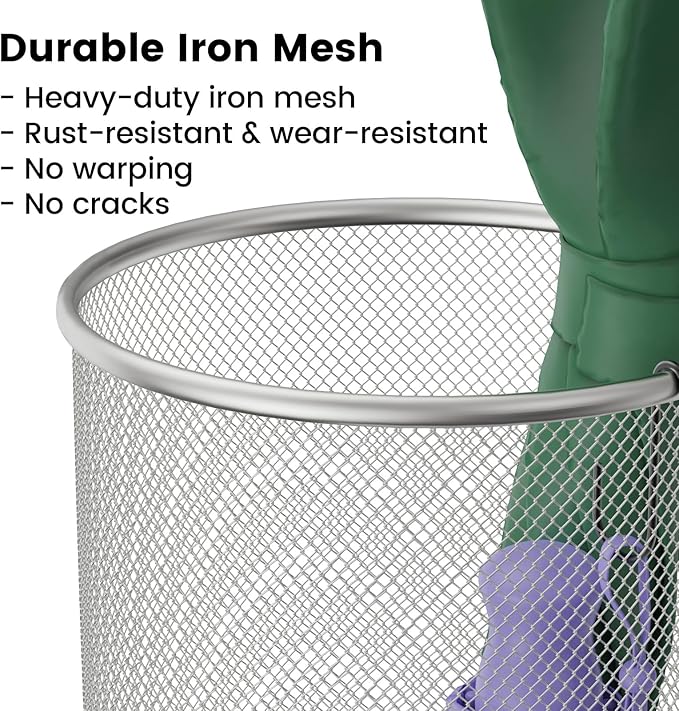 19.5" H Mesh Umbrella Stand - Ventilated Mesh Umbrella Holder for Entryway - Extra Capacity Storage for Umbrellas Canes & More - Freestanding Indoor Organizer 10.4" L x 10.4" W x 19.5" H - 4P Silver