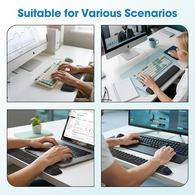 MEKASS Keyboard Wrist Rest, Soft Memory Foam Wrist Support for Keyboard, Keyboard Hand Rest Pad for Wrist Pain Relief, Keyboard Wrist Guard for Long Hours of Work, Gaming, Studying（Classic Black）