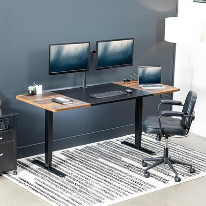 VIVO Electric 71 x 30 in Dual Motor Rustic Sit Stand Desk, Memory Height Adjustment, 2B Series, Black and Vintage Brown Top, Black Frame, DESK-KIT-2B7BN