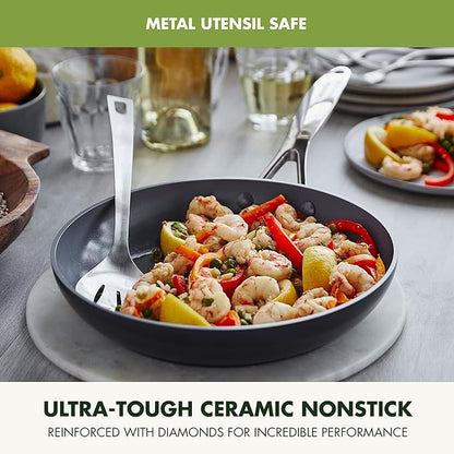 GreenPan Valencia Pro Hard Anodized Healthy Ceramic Nonstick 10" and 12" Frying Pan Skillet Set, PFAS-Free, Induction, Dishwasher Safe, Oven Safe, Gray