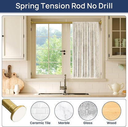 ENJOYBASICS Shower Curtain Rod 30 to 52 Inches, Stainless Steel Adjustable Spring Tension Rods No Drill for Bathroom, Closet, Window, Room Divider, Never Rust, Non Slip, Gold