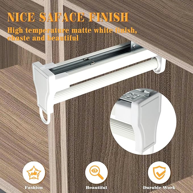 Alise 14 Inch Pull Out Clothes Hanger Rack for Closet,Heavy Duty Closet Rod with Automatic Soft-Close Mechanism for Closets,Closet Pull Out Metal Rod Organizer Hangers for Coats Pants Hangers,White