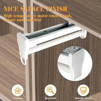 Alise Pull Out Clothes Hanger Rack for Closet,Heavy Duty Closet Rod with Automatic Soft-Close Mechanism for Closets,16 inch Closet Pull Out Metal Rod Organizer Hangers for Coats Pant Hanger,White