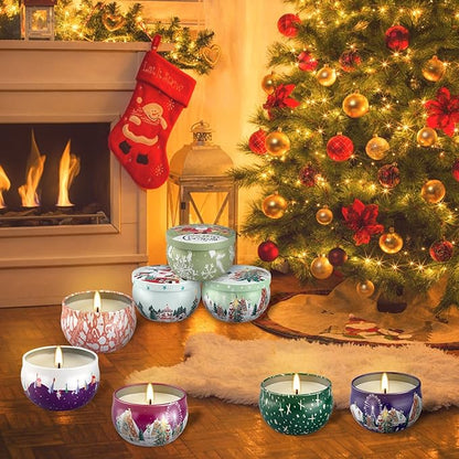 24 Packs Christmas Scented Candles Gift- Aromatherapy Candle-2.5oz Soy Wax-Long Lasting Burn time, Christmas,Advent, Thanksgiving Gifts, Home Decor