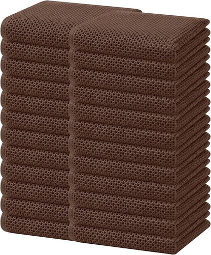 Homaxy 100% Cotton Waffle Weave Kitchen Dish Towels, Ultra Soft Absorbent Quick Drying Cleaning Towel, 13 x 28 Inches, 24-Pack, Coffee