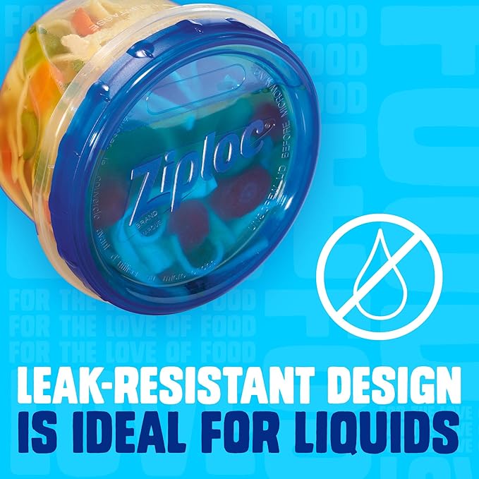 Ziploc Brand Twist n Loc Food Storage Containers, Leak Resistant Design, Small and Medium Round, Variety Pack, 5 count
