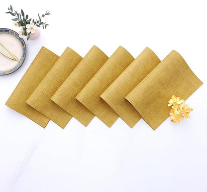 Homaxy Faux Leather Heat Resistant Placemats for Dining Table Set of 6, Waterproof Wipeable Washable PU Table Mats, Easy to Clean Anti-Slip Place Mats, 11.8" x 17", Yellow