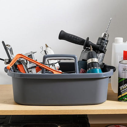 2 Pack Multi-Purpose Plastic Cleaning Caddy with Handle, Shower Caddy Organizer/Storage Basket/Totes Portable for Bathroom Supplies, Cleaning Products, Under Sink Tool. (grey+white)