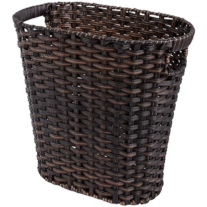 GRANNY SAYS Wicker Trash Can, Bathroom Trash Can with Handles, Wicker Waste Basket for Bathroom, Waste Basket for Bedroom, Decorative Wicker Wastebasket, 19 Liters/5 Gallons, 1-Pack Dark Brown