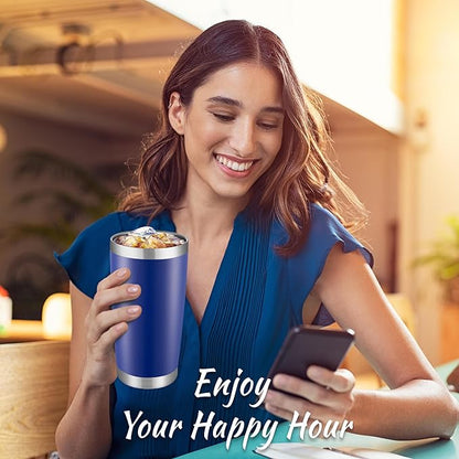 20 oz Tumbler Stainless Steel Tumblers with Lid Double Wall Vacuum Insulated Coffee Mug 20oz Powder Coated Cup for Hot and Cold Drinks, Blue, 1 pack