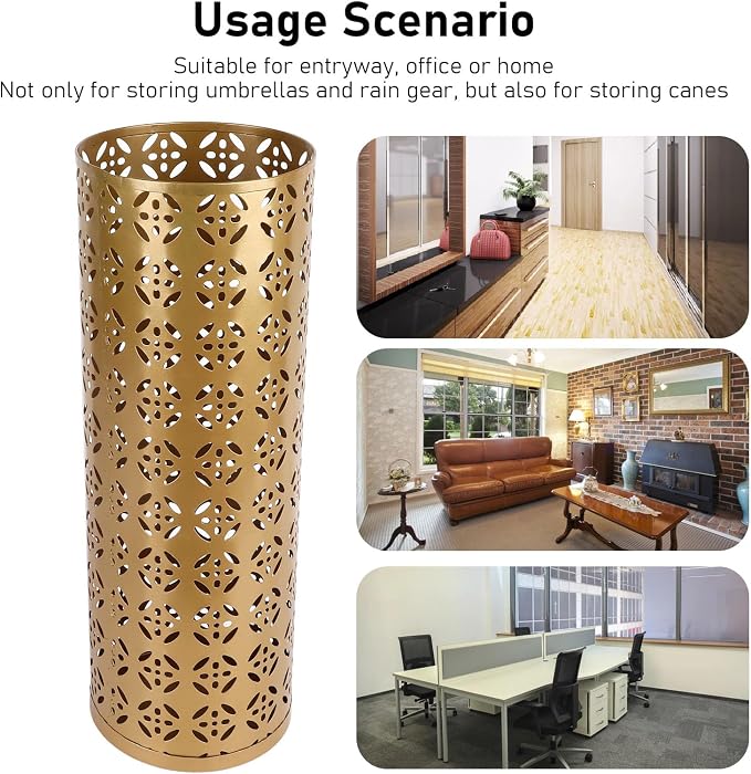 Round Umbrella Organizer Bin, Freestanding Metal Umbrella Holder Umbrella Stand Rack for Entryway, Canes Walking Sticks Holder Rain Collection for Home, Office (M 100x70cm / 39.37x27.56in)