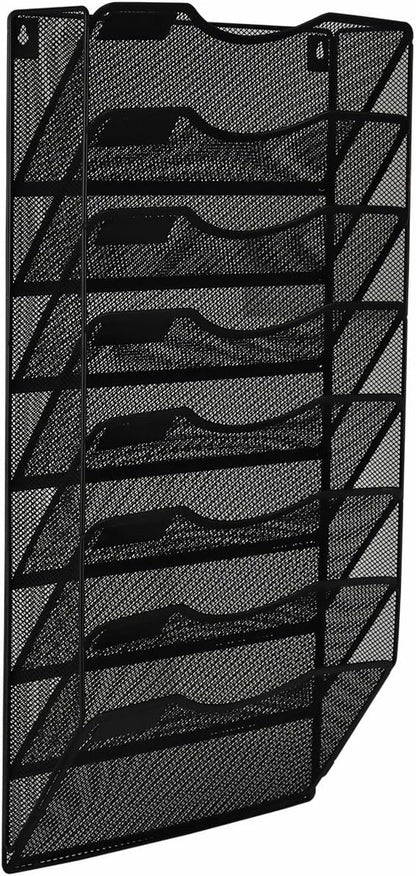 EasyPAG 8 Pocket Mesh Wall File Organizer, Hanging Paper Folder Holder with Classify Label, Vertical Wall Mount Mail Organizer for Office Home Classroom, Black