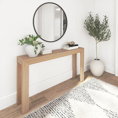 Plank+Beam Modern Solid Wood Console Table, 56 Inch, Sofa Table, Narrow Entryway Table for Hallway, Behind The Couch, Living Room, Foyer, Easy Assembly, Blonde