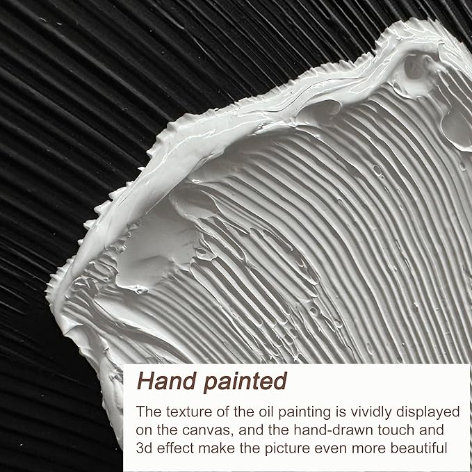 Tarfupth Black and White Abstract Wall Art for Living Room Hand-Painted Large Abstract Wave Oil Paintings Artwork for Bedroom Office Home Decor 29x58 Inch