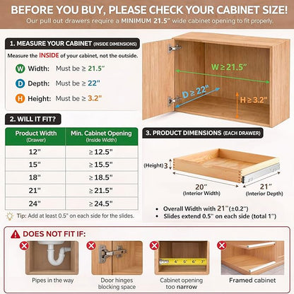 Sintuff 4 Pack Wooden Pull out Tray Cabinet Organizer Gentle Close Roll out Shelves for Kitchen Cabinets Fully Assembled Slide Pantry Shelves (21'' X 21'')