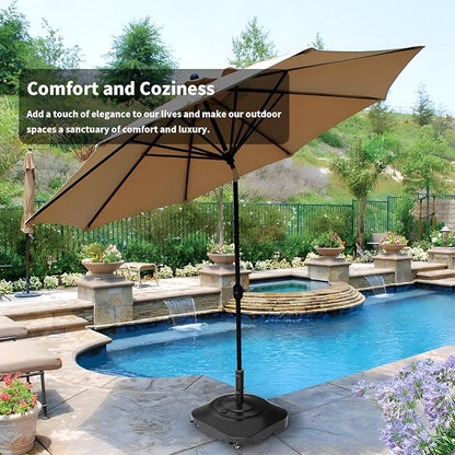 Patio Umbrella Base Heavy Duty with Wheels, Max 100lb Fillable Umbrella Stand Mobile Square Market Stand, Windproof Outdoor Umbrella Holder for Deck, Poolside, Lawn, Fits Muti Sized Umbrellas