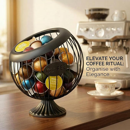 AIYICIII Tall Coffee Pod Holder with Base - Large Capacity Keurig K-Cup & Nespresso Vertuo Organizer, Metal Coffee Pod Storage, Coffee Bar Accessories and Decor (Tall - Black)