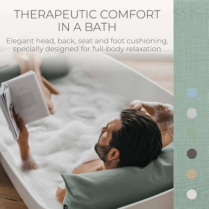 BADESOFA® Luxury Bath Pillows for Tub Full Body Set - 3-Piece Bath Pillow Set with Premium Materials & CleanDry+ - Bathtub Pillows for Head and Neck Support - Tub Pillow for Bathtub in Green