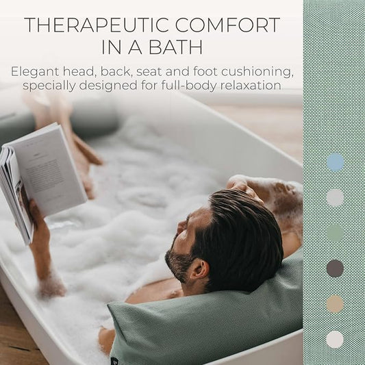 BADESOFA® Luxury Bath Pillows for Tub Full Body Set - 3-Piece Bath Pillow Set with Premium Materials & CleanDry+ - Bathtub Pillows for Head and Neck Support - Tub Pillow for Bathtub in Green