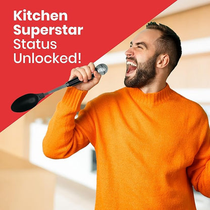 Rise8 Studios Microphone Spoon Kitchen Utensil - Fun Novelty Cooking Gadget & Unique Gift for Musicians, Singers, Karaoke Stars - Music Themed Housewares