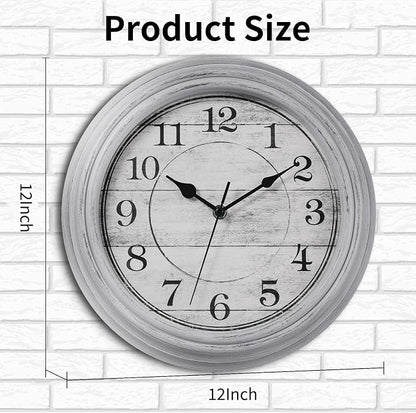 Wall Clock, 12 Inch Kitchen Decorative Wall Clock, Silent Wall Cocks Battery Operated Non Ticking with Large Numbers Easy to Read for Home Bathroom Office(Grey)