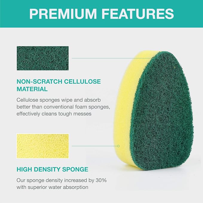 Dishwand Refills Sponges Heads, Non-Scratch Dish Wand Refill Replacement | Fits Dispenser Handle, Heavy Duty Scrub Brush Soap Dispensing Scrubbers,Dishwashing Supplies Kitchen Sink Dishwasher Cleaning