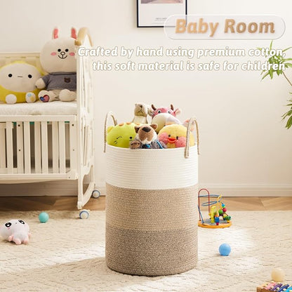 Artfeel Laundry Basket,Woven Cotton Rope Laundry Hamper,80L for Decorative Storage of Dirty Clothes,Toys and Blankets in Bathroom,Bedroom and Living Room