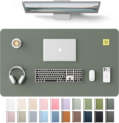 YSAGi Leather Desk Protector, Office Mat, Large Mouse Mat, Non-Slip PU Leather Blotter, Laptop Desk Mat, Waterproof Writing Pad for Office and Home(Dark Green, 40" x 24")