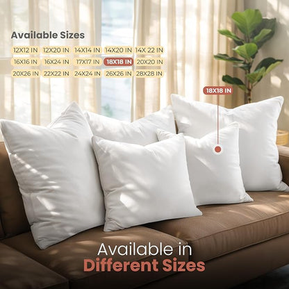 Utopia Bedding 18x18 Pillow Inserts, Set of 2, White – Indoor Decorative Throw Pillows for Bed, Sofa & Couch – Soft, Supportive & Fluffy Cushion Inserts