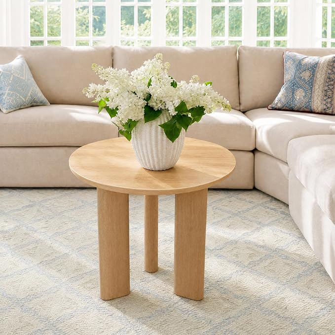 Yechen Nesting Coffee Table Set of 2, Round Wooden Veneer Coffee Table and Side Table Set, Circle Modern Center Tables with Smooth Thick Design for Living Room, Office, or Apartment