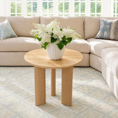 Yechen Nesting Coffee Table Set of 2, Round Wooden Veneer Coffee Table and Side Table Set, Circle Modern Center Tables with Smooth Thick Design for Living Room, Office, or Apartment