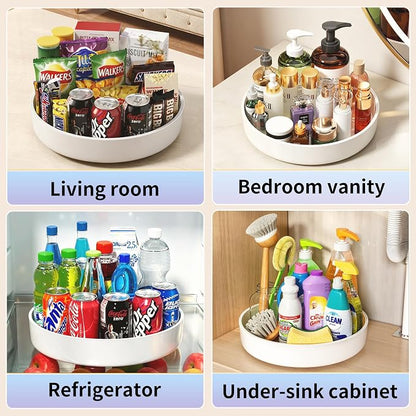 Lazy Susan Organizer Turntable, 11.8" Rotating Spice Rack Organization with Non-Slip Base & Raised Lip, Pantry Organizers and Storage for Cabinet, Kitchen, Bathroom, Countertop, Refrigerator