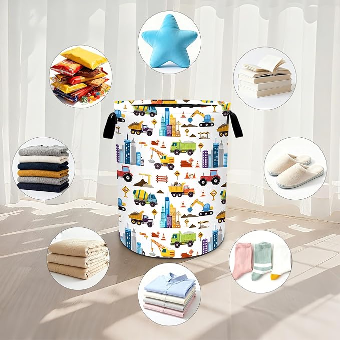 Truck Laundry Basket Waterproof Laundry Hamper Foldable Laundry Bag with Handles for Bedroom, Bathroom, Office, Clothes Storage